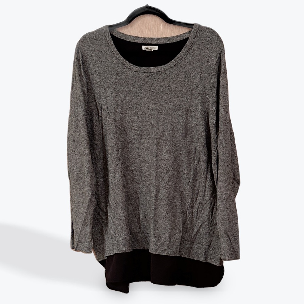 Croft and Barrow grey and black long sleeve pullover sweater
